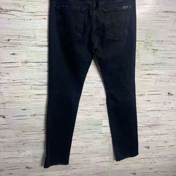 7 For All Mankind Jeans Womens 25 black Straight Leg - Picture 6 of 7